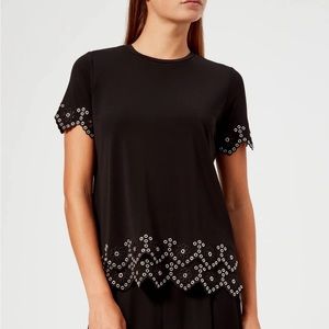 MICHAEL MICHAEL KORS Black & Silver Grommet Tee Shirt - - Women’s Size X- Small